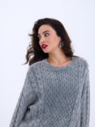 43271 TRİKO SALAŞ SAÇ ÖRGÜ KAZAK-GRİ resmi