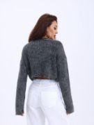 43191 TRİKO CROP KAZAK-SİYAH resmi