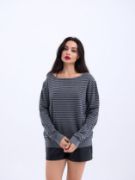 4215 TRİKO ÇİZGİLİ SALAŞ KAZAK-GRİ-SİYAH resmi
