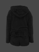 Kadın Uzun Kollu Meow Kedi Nakışlı Kapşonlu Peluş Sweat Ve Short Ikili Takım resmi