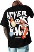 Erkek Bisiklet Yaka Kısa Kol Baskılı T-shirt - Siyah resmi