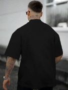 Erkek Bisiklet Yaka Kısa Kol Baskılı T-shirt - Siyah resmi