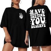 Bisiklet Yaka Kısa Kol Baskılı T-shirt - Siyah resmi