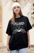 Bisiklet Yaka Baskılı T-shirt - Siyah resmi