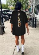 Bisiklet Yaka Baskılı T-shirt - Siyah resmi