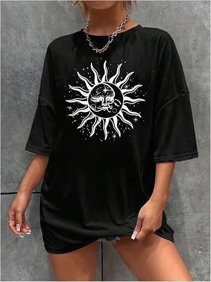 Bisiklet Yaka Baskılı T-shirt - Siyah resmi