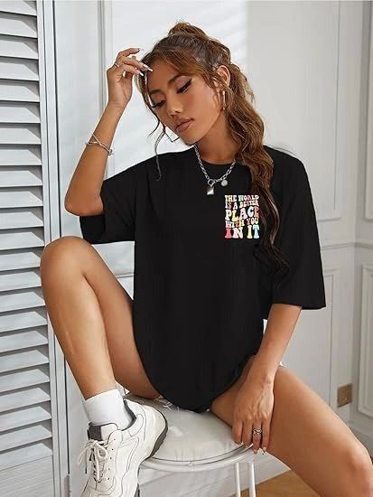 Bisiklet Yaka Baskılı T-shirt - Siyah resmi