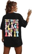 Bisiklet Yaka Baskılı T-shirt - Siyah resmi