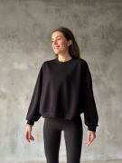 Osy Modal Yumuşak Dokulu Kumaş Bisiklet Yaka Oversize Sweatshirt - Siyah resmi