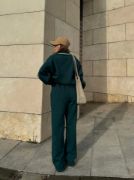 Üç İplik Yakalı Sweat Baggy Pantalonlu Takım - Yeşil resmi