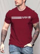 Erkek Kısa Kollu Nasa Baskı Basic Erkek T-shirt resmi