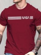 Erkek Kısa Kollu Nasa Baskı Basic Erkek T-shirt resmi