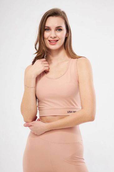 Kolsuz Sporcu Baskılı Crop - Bej resmi