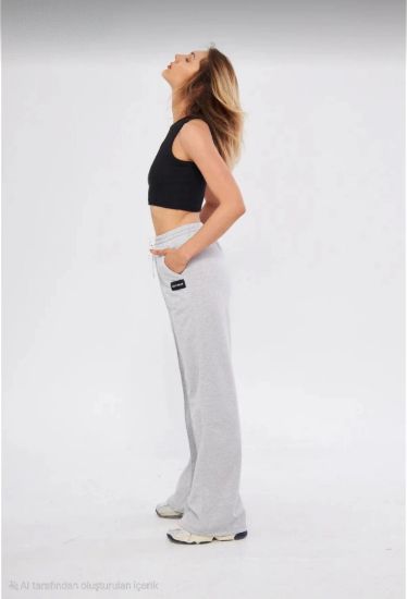 İki Iplik Bol Paça Eşofman Pantalon - Gri resmi