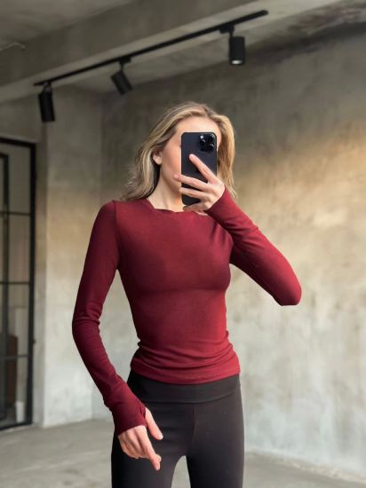 Parmak Geçmeli Buzi Body - Bordo resmi