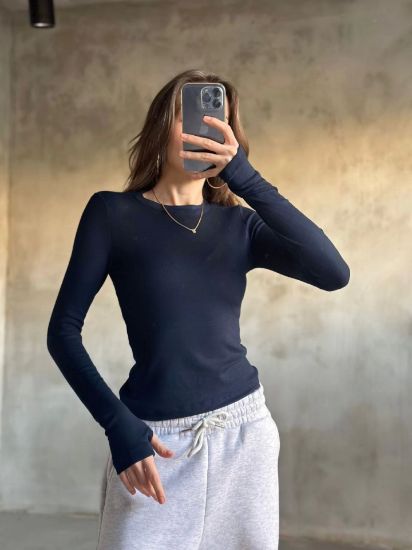 Parmak Geçmeli Buzi Body - Lacivert resmi