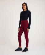 Nonofit Yüksek Bel Düz Sporcu Tayt - Bordo resmi