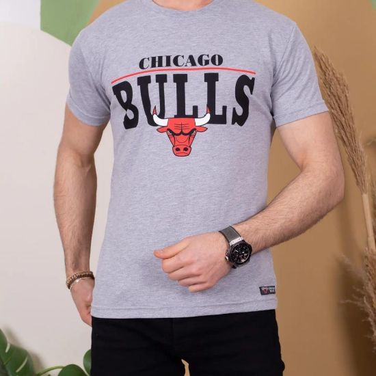 Erkek Kısa Kollu Chicago Bulls Baskılı Tişört resmi