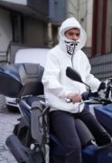 Samuray Kapşonlu ZIP Fermuarlı Çift Kapşonlu Nakışlı SweatShirt- Beyaz resmi