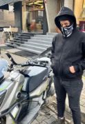 Samuray Kapşonlu ZIP Fermuarlı Çift Kapşonlu Nakışlı SweatShirt- Siyah resmi