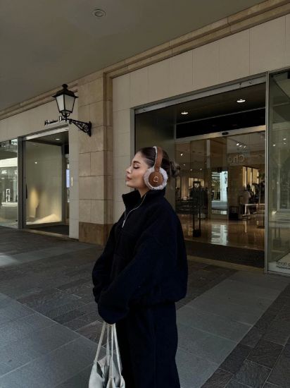 Kalın Polar Yakalı Fermuarlı Sweat Pantalonlu Takım - Siyah resmi