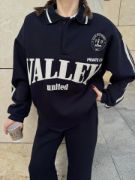 Üç İplik Yakalı Sweat Baggy Pantalonlu Takım - Siyah resmi