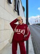 Üç İplik Yakalı Sweat Baggy Pantalonlu Takım - Bordo resmi