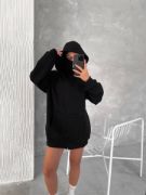 Samuray ZIP Fermuarlı Kapüşonlu SweatShirt- Siyah resmi