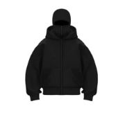 Samuray ZIP Fermuarlı Kapüşonlu SweatShirt- Siyah resmi