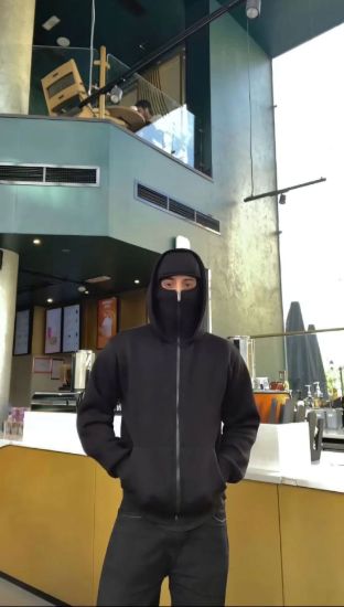 Samuray ZIP Fermuarlı Kapüşonlu SweatShirt- Siyah resmi