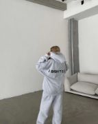 Nakış İşlemeli Üç İplik Sweat Takım- Gri resmi