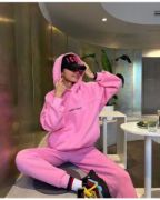 Nakış İşlemeli Üç İplik Sweat Takım- Pembe resmi