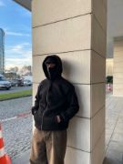 Samuray Kapüşonlu ZIP Fermuarlı Kapüşonlu Özel Tasarım SweatShirt - Siyah resmi