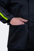 Unisex Tam Kalıp Motorcu Cepli Kurye Su Gecirmez Yağmurluk Takım - Siyah resmi