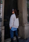 Cepli Bomber Ceket Mont - Beyaz resmi