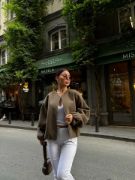 Kaşe Kaşmir Fermuarlı CEKET - Haki resmi