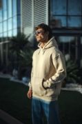 Üç İplik Penye Kapşonlu Basic SweatShirt - Bej resmi