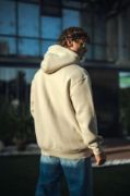 Üç İplik Penye Kapşonlu Basic SweatShirt - Bej resmi