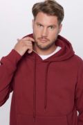 Üç İplik Penye Kapşonlu Basic SweatShirt - Bordo resmi