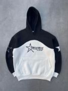 Parçalı Nakış İşlemelı Kapşonlu SweatShirt - Siyah resmi