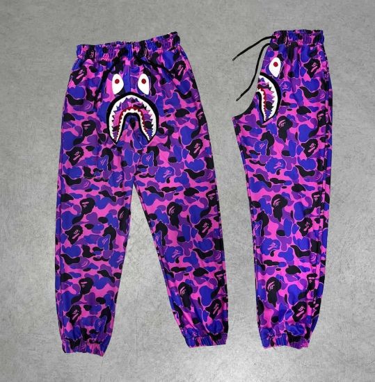 İki İplik Mevsimlik Bape Nakişli Eşofman Pantolon - Mor resmi