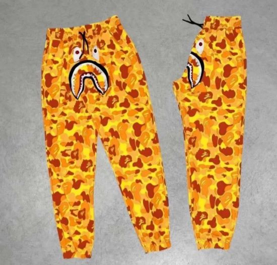 İki İplik Mevsimlik Bape Nakişli Eşofman Pantolon - Sarı resmi