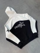 Parçalı Nakış İşlemelı Kapşonlu SweatShirt - Beyaz resmi