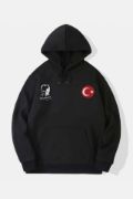 10 Kasıma Özel Üç İplik Kapşonlu Baskılı SweatShirt - Siyah resmi