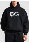 10 Kasıma Özel Üç İplik Kapşonlu Baskılı SweatShirt - Siyah resmi