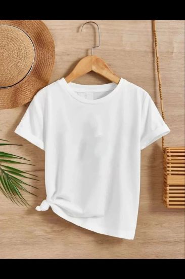 Çocuk Unisex Kapüşonlu Özel Tasarım Basic Tshirt - Beyaz resmi