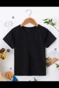 Çocuk Unisex Kapüşonlu Özel Tasarım Basic Tshirt - Siyah resmi