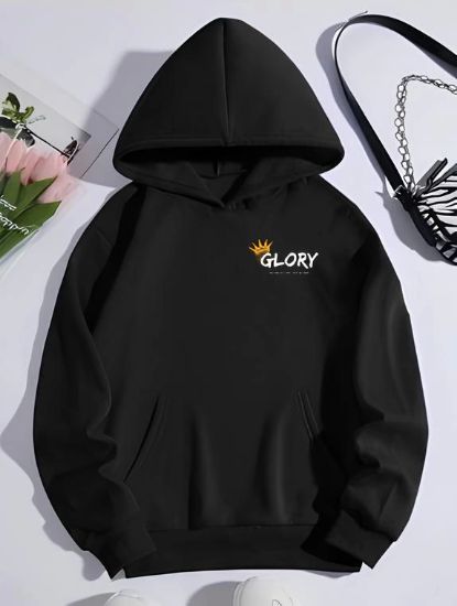 Kışlık Üç İplik Kapşonlu SweatShirt - Siyah resmi