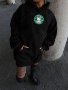 Üç İplik Penye Uzun Kol Kapşonlu SweatShirt - Siyah resmi