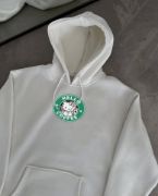 Üç İplik Penye Uzun Kol Kapşonlu SweatShirt - Beyaz resmi